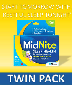 MidNite Complément Alimentaire Sommeil arrière de la boîte avec informations nutritionnelles