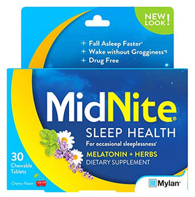 MidNite Complément Alimentaire Sommeil comprimé mâchable cerise sur fond blanc
