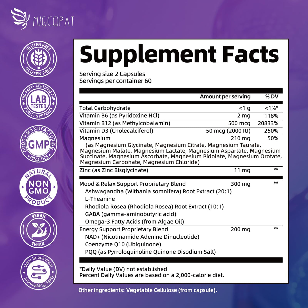 Migcopat Complex de Magnésium 120 capsules avec un verre d'eau