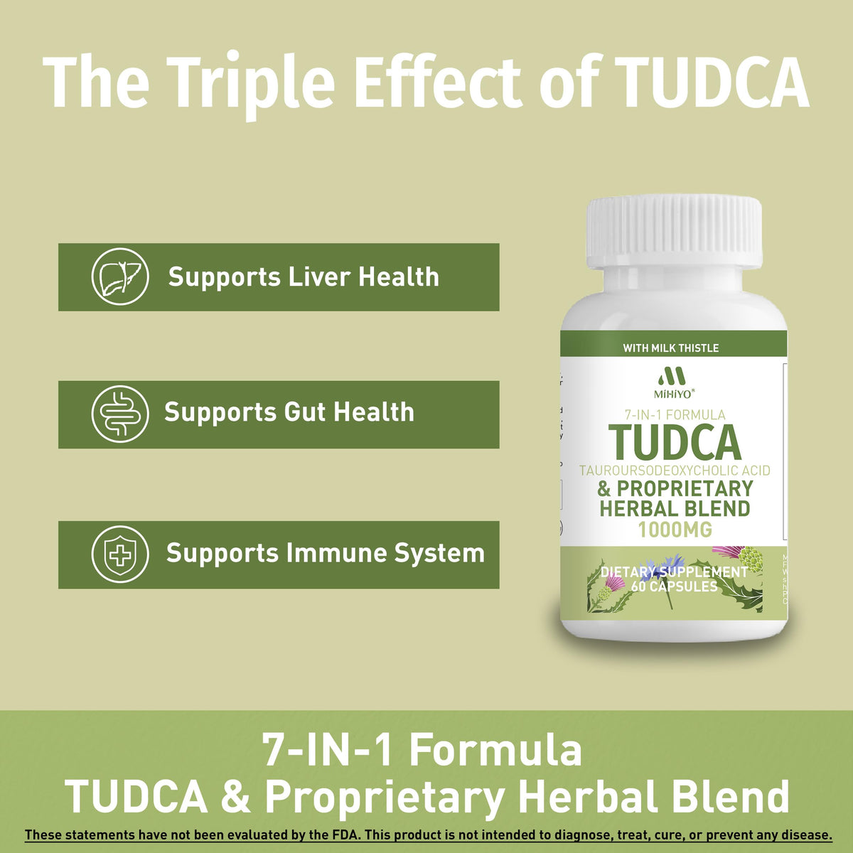 MIHIYO TUDCA 1000mg avec un fond de plantes