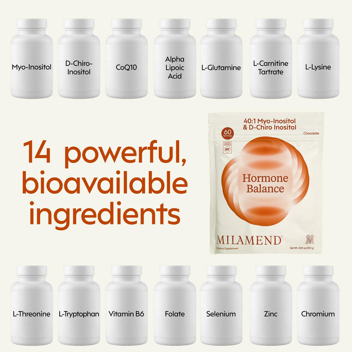 milamend Complément Alimentaire Femme 40:1 Inositol 640g - Préparation dans un verre