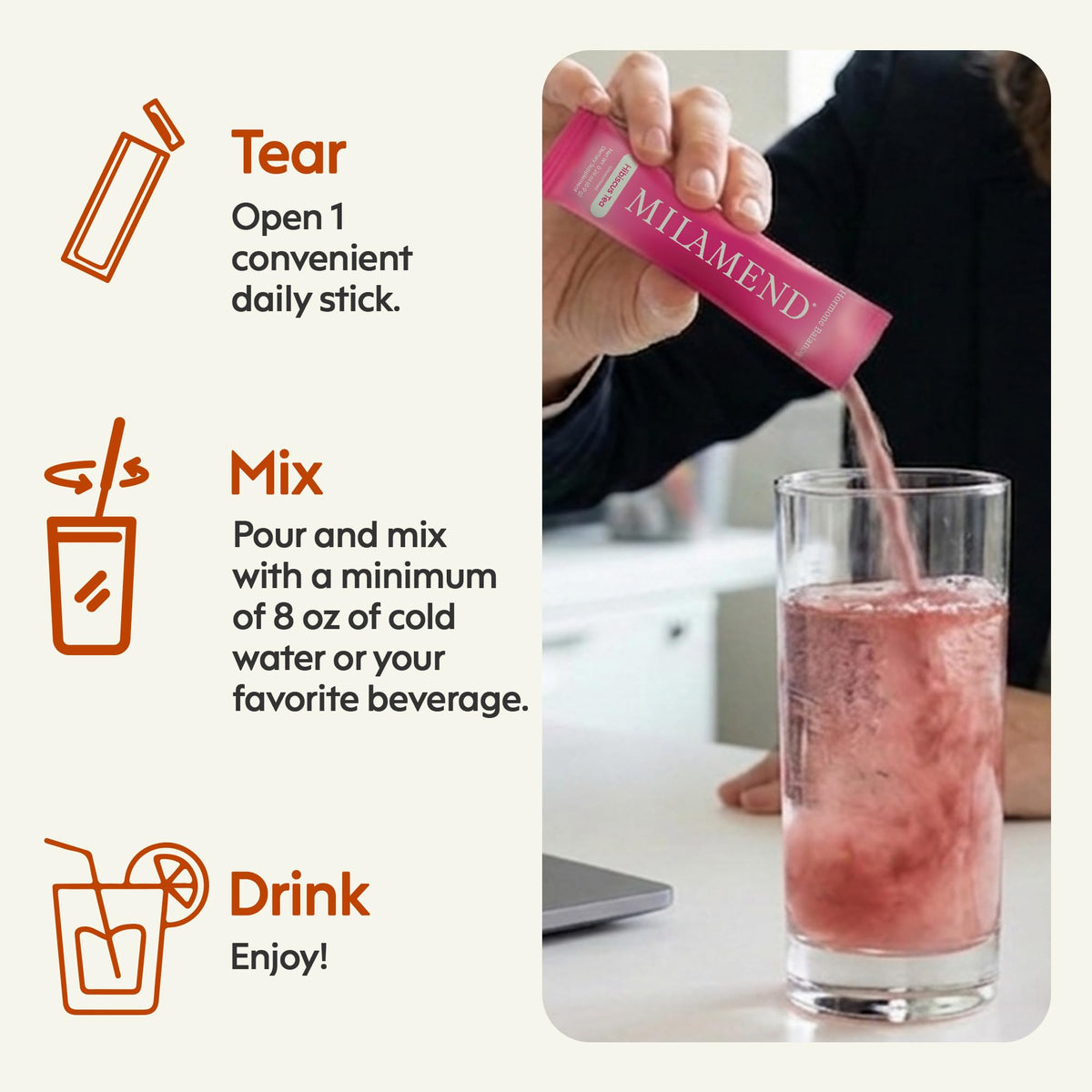 milamend Complément Alimentaire Inositol 240g utilisation avec un smoothie