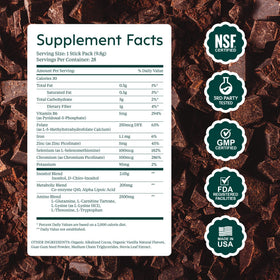 milamend poudre de complément alimentaire au chocolat sur une cuillère