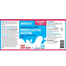 Milkaid Comprimés à Mâcher 120 Tablettes Framboise, détails du produit