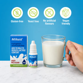 Milkaid Gouttes de Lactase 30ml sur une table de cuisine