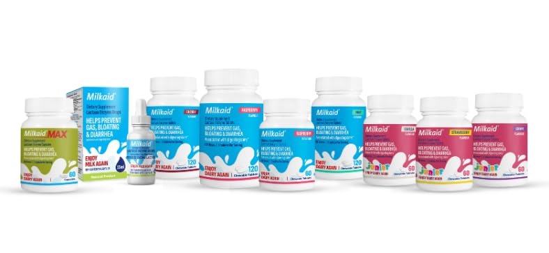 Milkaid Junior comprimés à mâcher avec une cuillère pour dosage