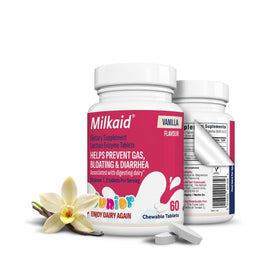Milkaid Junior comprimés à mâcher lactase 60 tablettes au goût vanille
