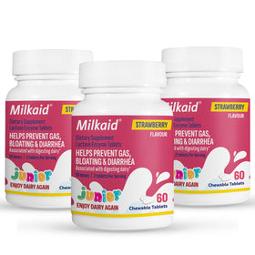 Milkaid Junior comprimés à mâcher saveur fraise, boîte de 60 unités