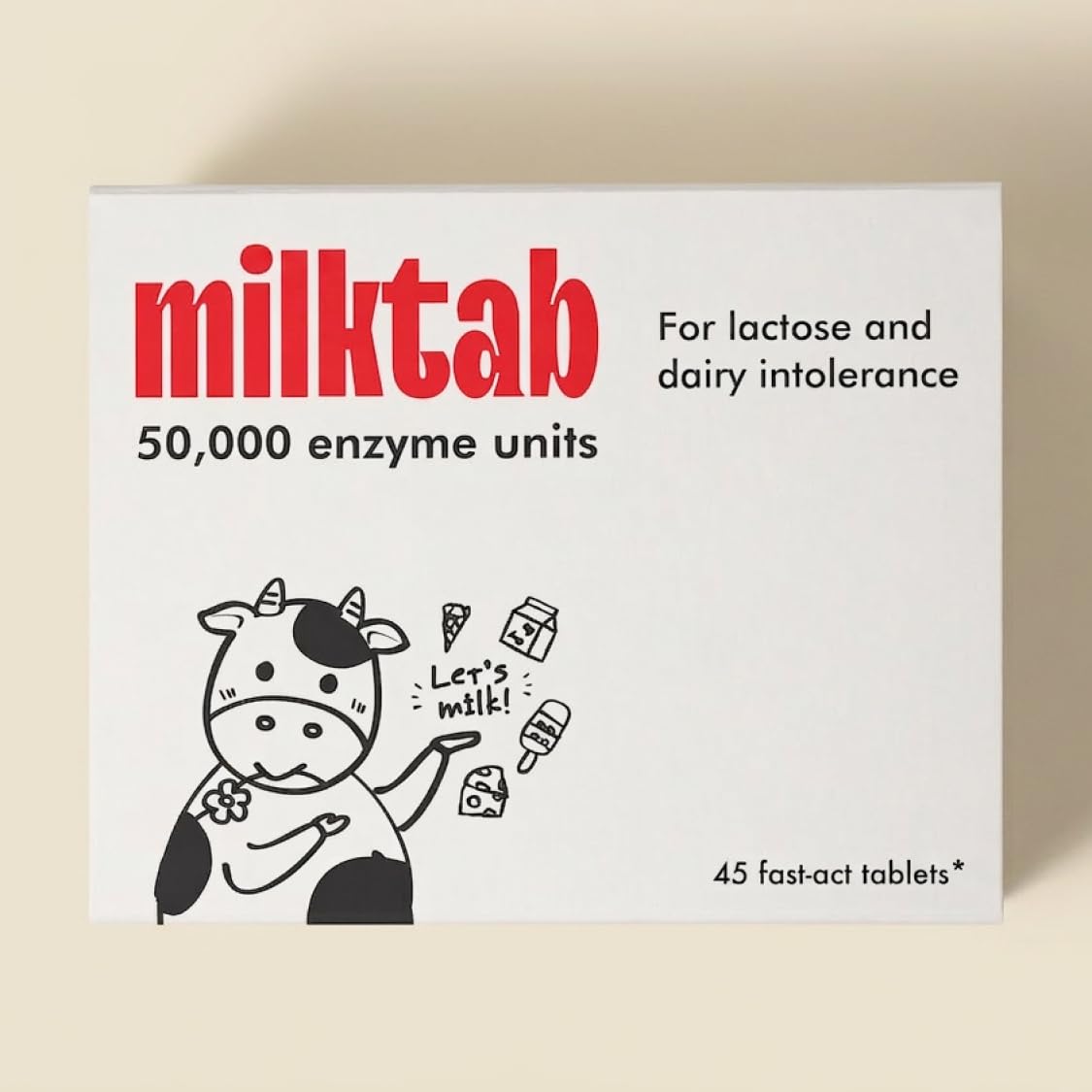 milktab complément lactase 27 000 FCC devant l'emballage
