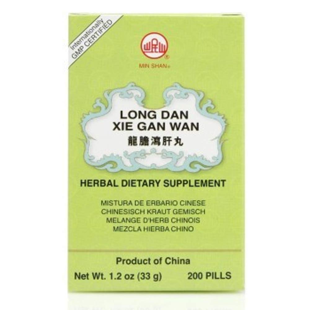 Min Shan Long Dan Xie Gan Wan 200 Teapills, boîte vue de face