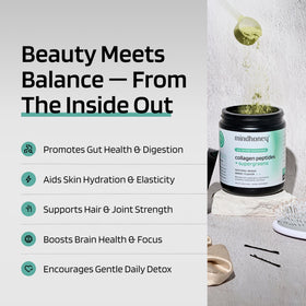 MINDHONEY Collagen Peptide Super Greens 281g dans une cuillère