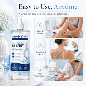 Mineraya spray d'huile de magnésium 207 ml avec étiquette visible