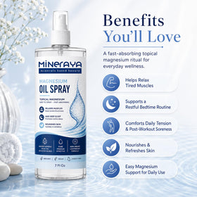 Mineraya spray d'huile de magnésium avec fond neutre