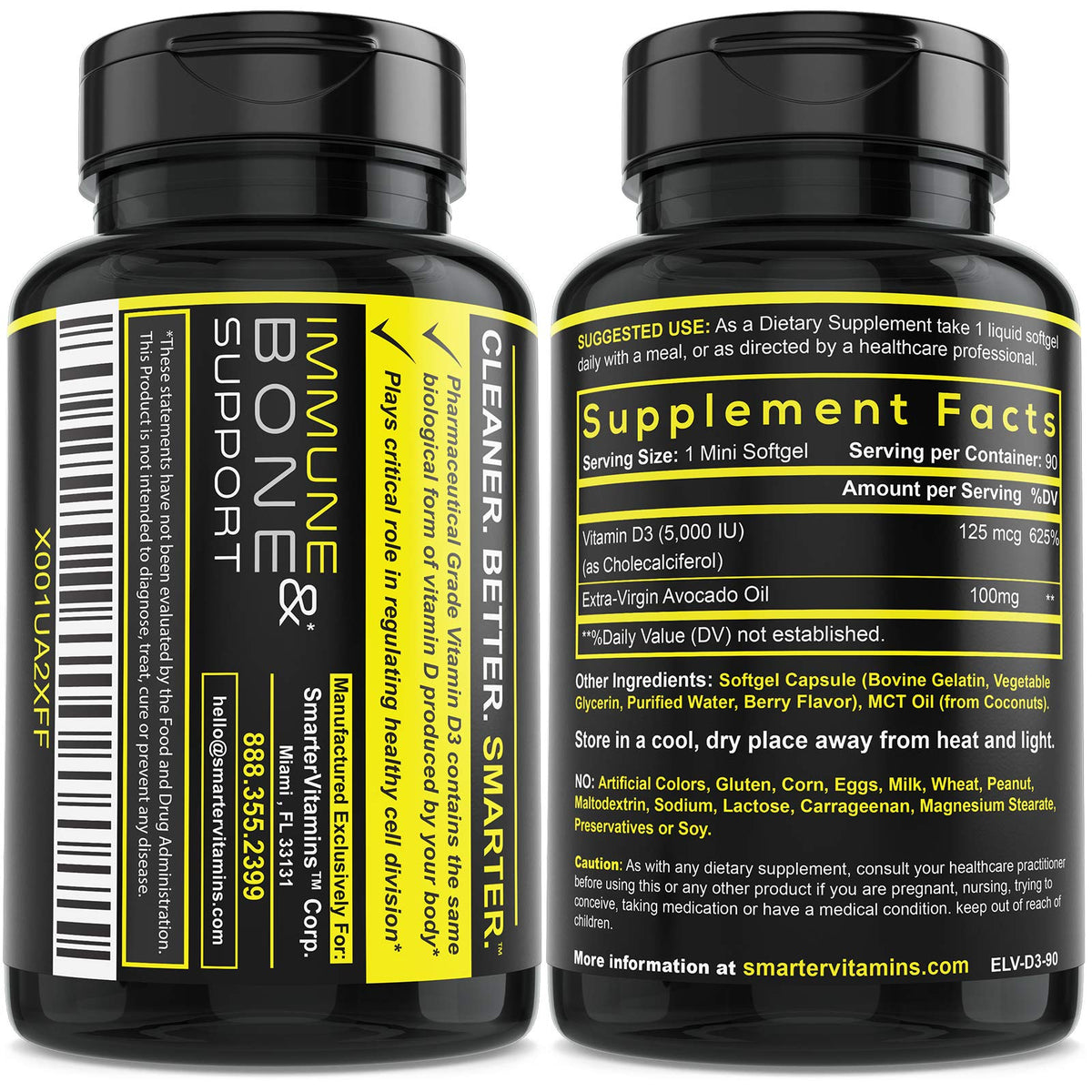 Mini gélules de Vitamine D3 5000 IU avec huile d'avocat de SmarterVitamins
