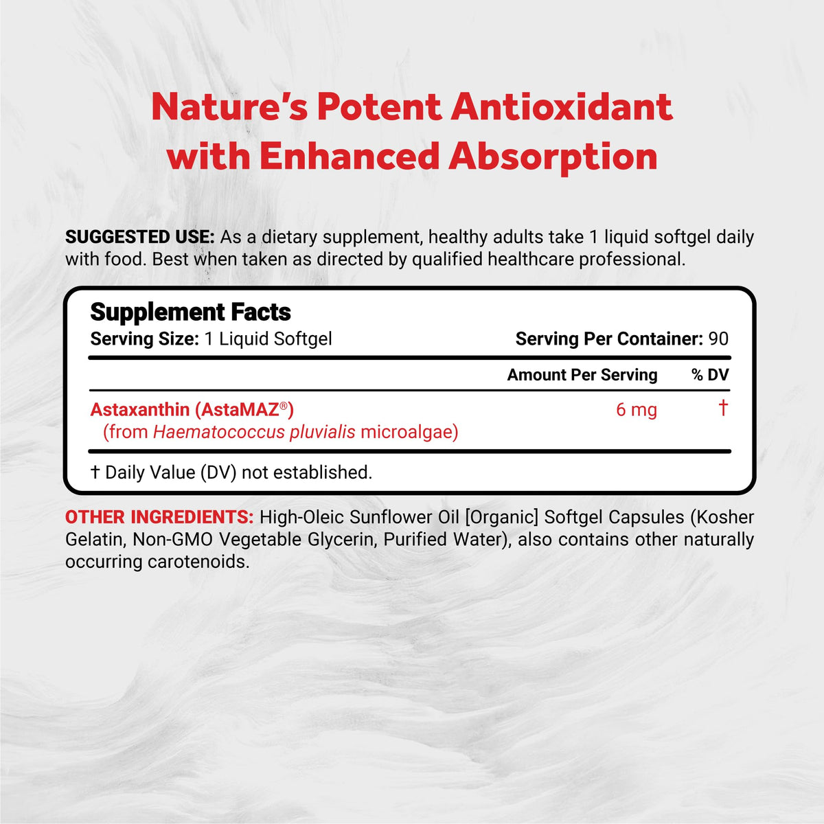 Mini softgel d'Astaxanthin Naturalis en gros plan