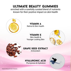 Miracle Elixir Gummies Beauté 270 Gummies avec des fruits en arrière-plan