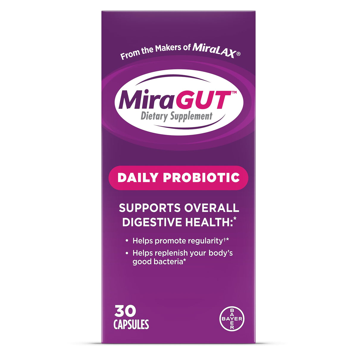 MiraGUT Daily Probiotic 30 capsules front view