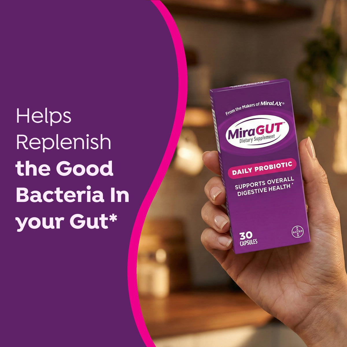 MiraGUT Daily Probiotic capsules close-up