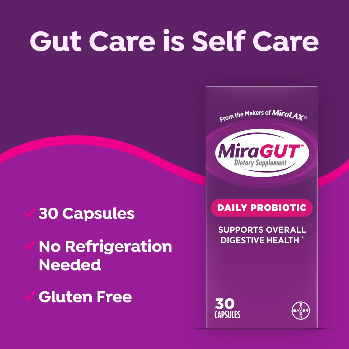 MiraGUT Daily Probiotic capsules in hand