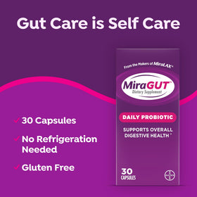 MiraGUT Daily Probiotic capsules in hand