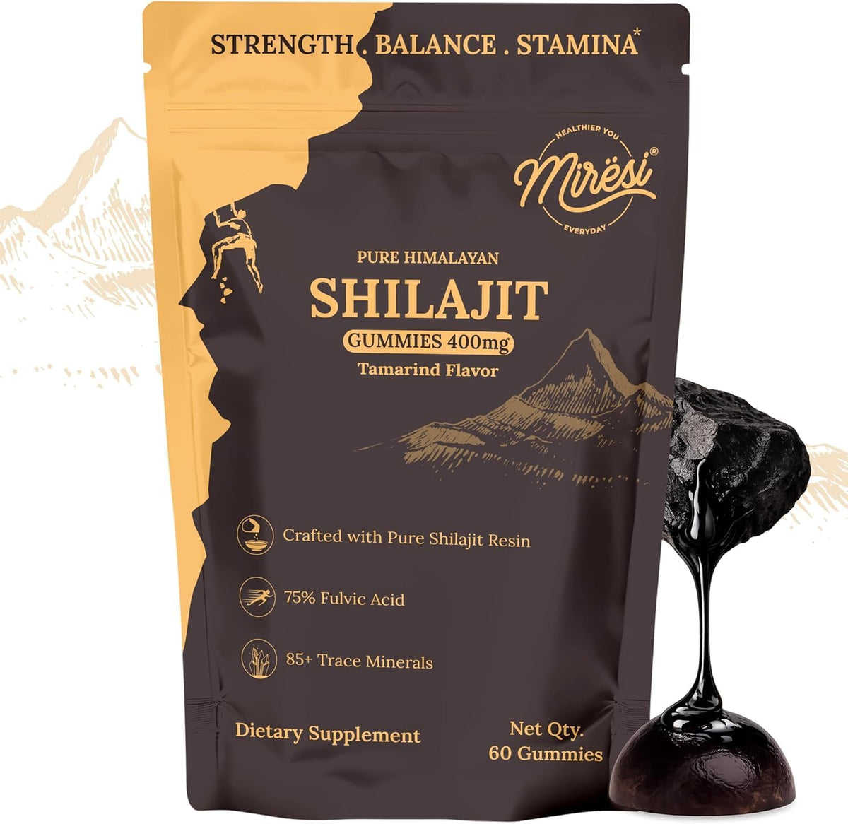 Miresi Gummies Shilajit au Tamarind, pot de 60 gummies