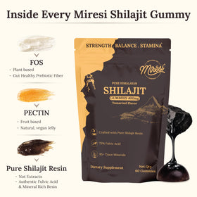 Miresi Gummies Shilajit au Tamarind, vue de côté du pot