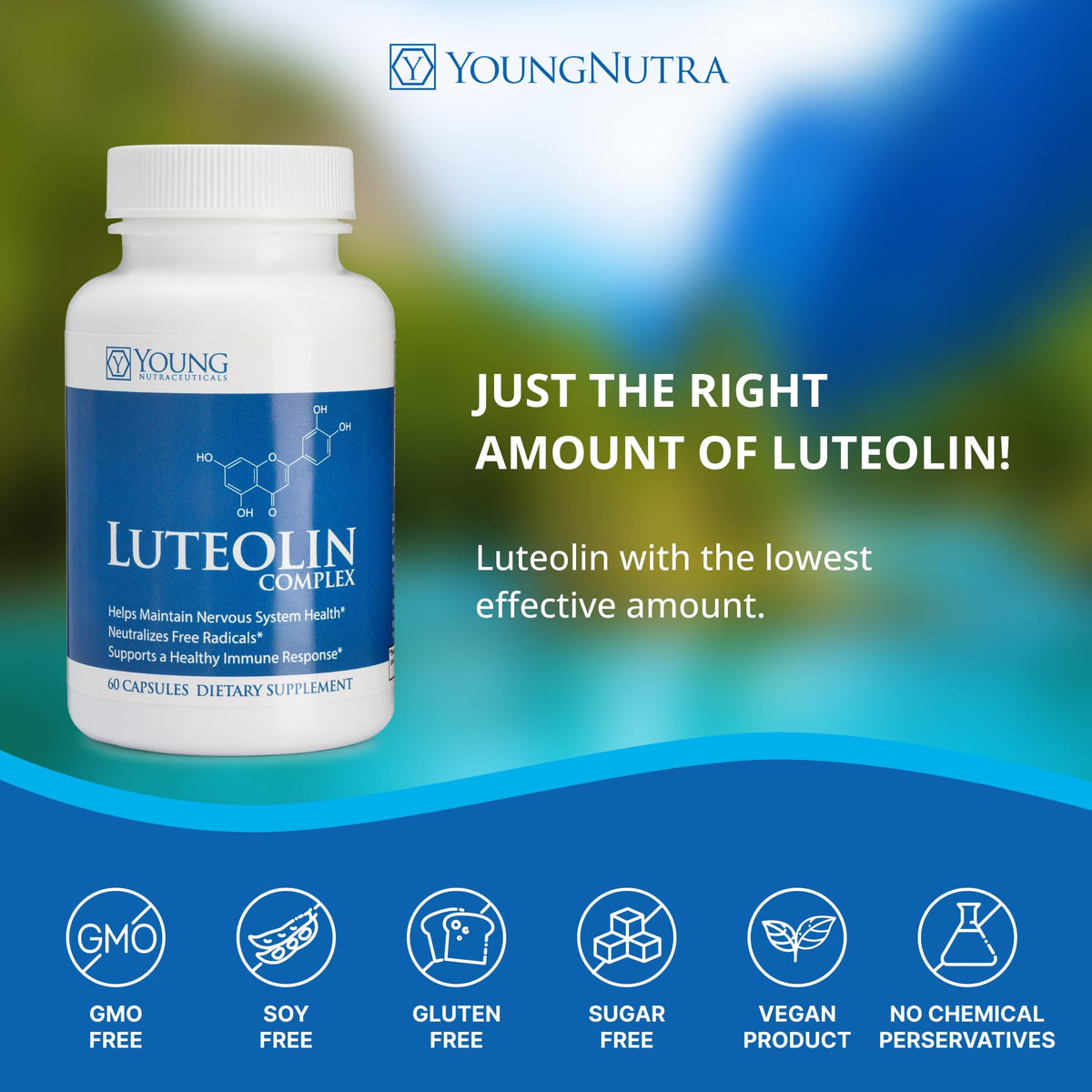 Mirica YoungNutra Complex de Luteoline 60 capsules étiquette