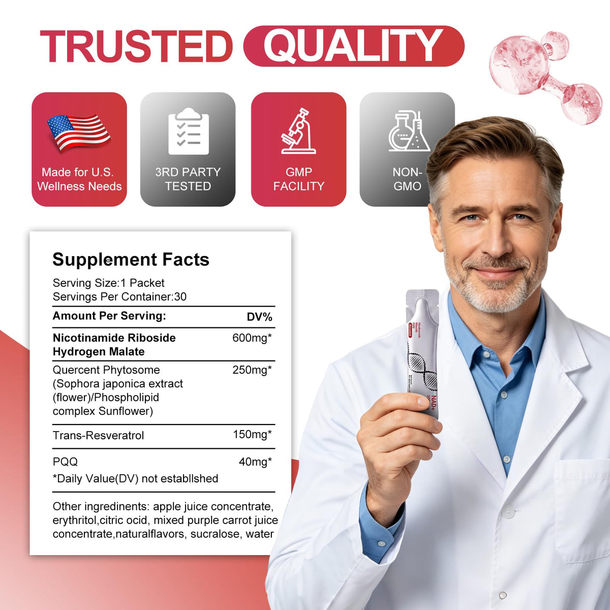 Mise en scène des sachets Zoone NAD Plus 1000mg
