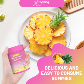 Misyvoing Gummies Probiotiques dans une main avec vue sur la bouteille