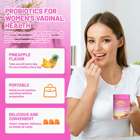 Misyvoing Gummies Probiotiques sur une table avec fruits frais