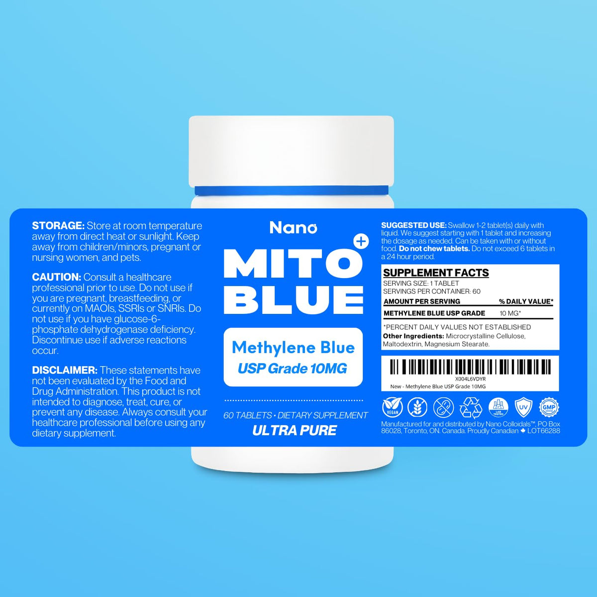 MIT0BLUE Methylene Blue 10mg capsules with measuring spoon