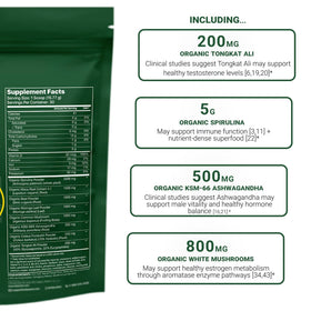 MITA Nutra Man Greens poudre superaliment 499g mélange dans un verre