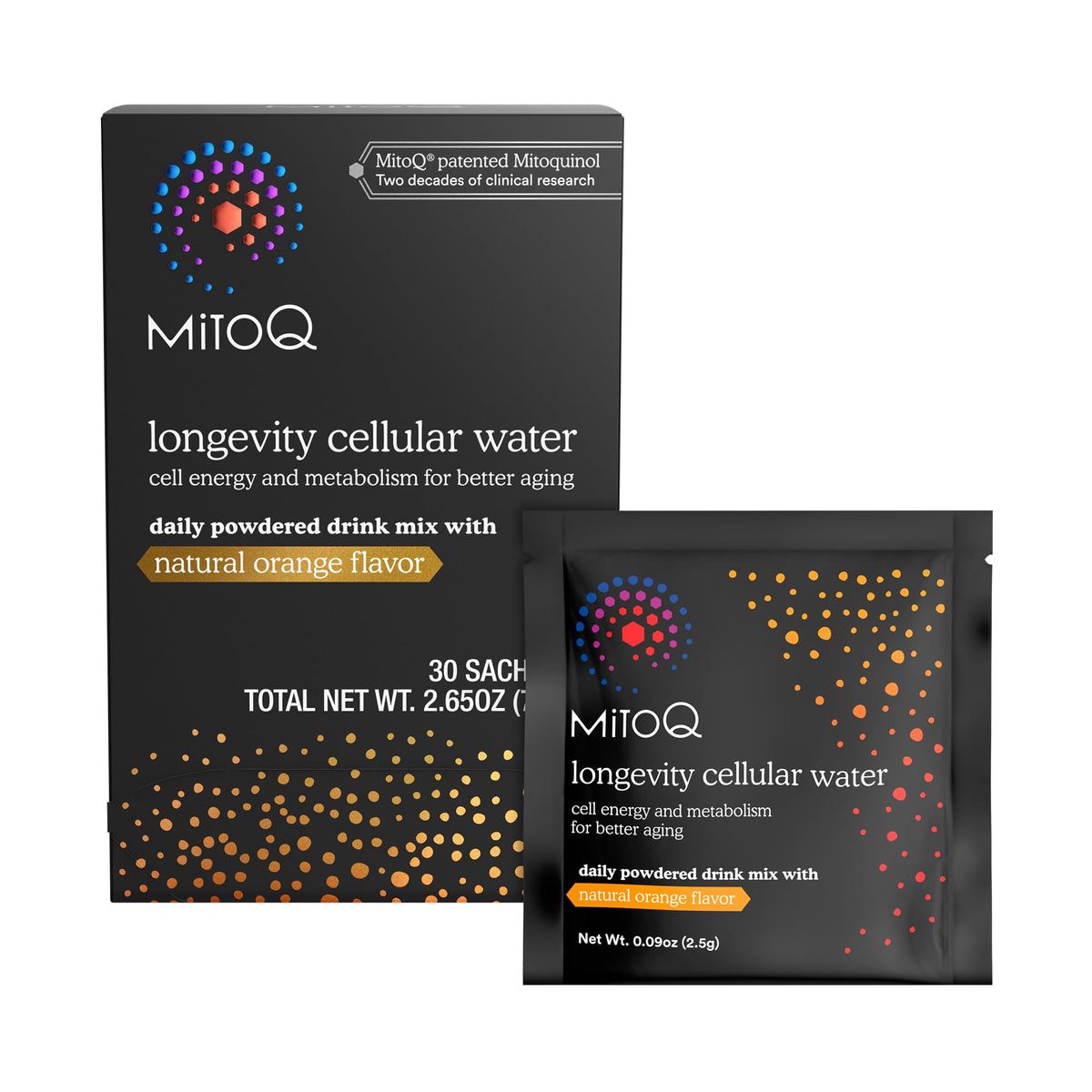 MitoQ Boisson Poudrée Orange sachet avant mélange