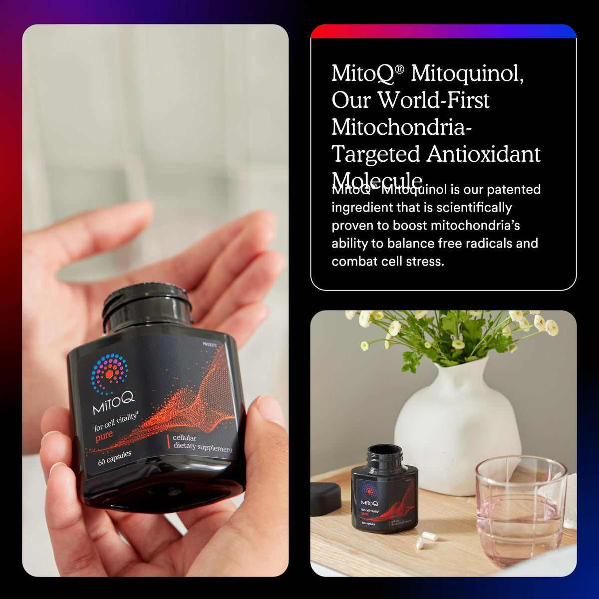 MitoQ Complément Alimentaire Mitochondrial 120 Capsules, emballage