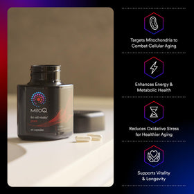 MitoQ Complément Alimentaire Mitochondrial 120 Capsules, étiquette et ingrédients