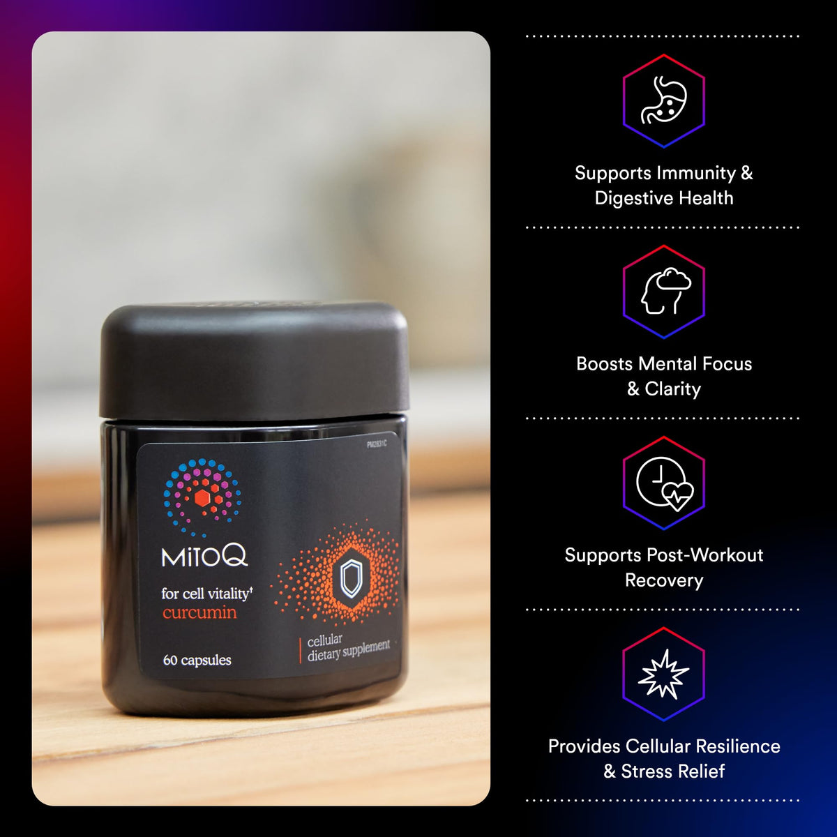 MitoQ Curcumin Longvida flacon avec capsules