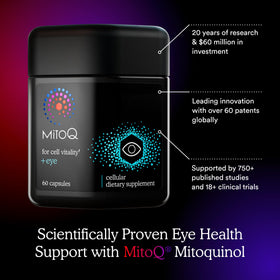 MitoQ +Eye Complément Alimentaire prise avec un verre d'eau
