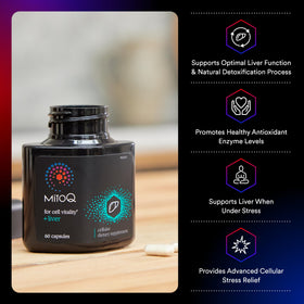 MitoQ +Liver complément pour le foie 60 capsules vue de dos
