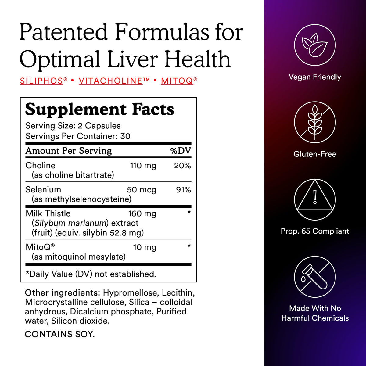 MitoQ +Liver complément pour le foie avec des ingrédients naturels en arrière-plan