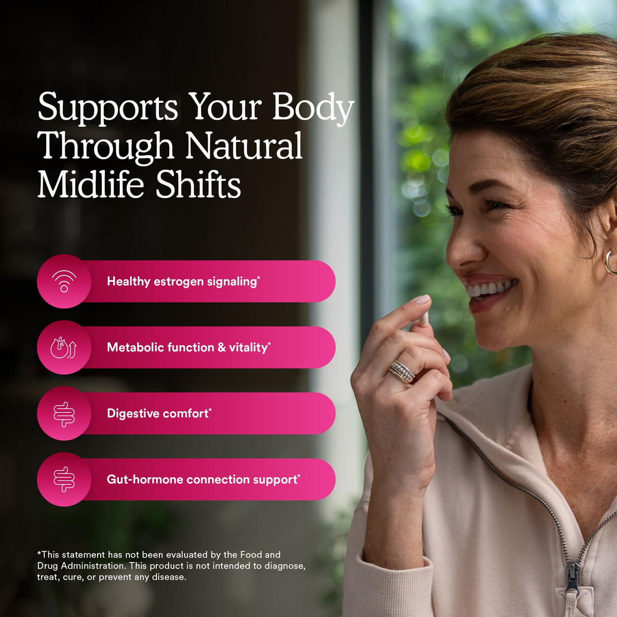 MitoQ S-Equol capsules sur un fond neutre