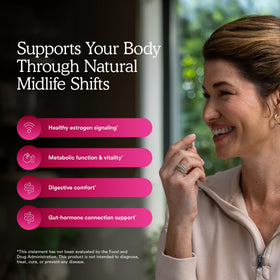 MitoQ S-Equol capsules sur un fond neutre
