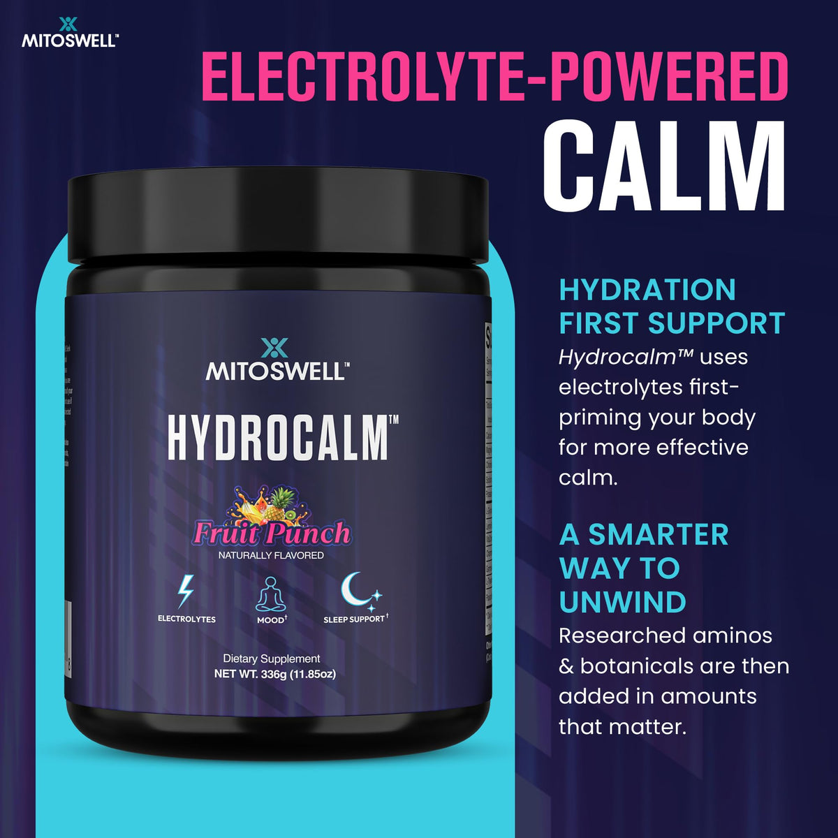 Mitoswell Hydrocalm Poudre de Nuit contenu dans un verre