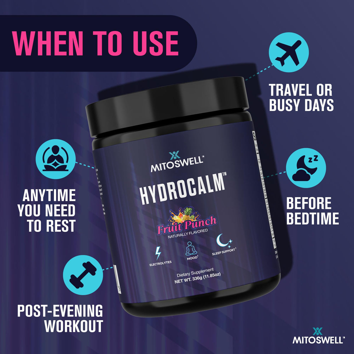 Mitoswell Hydrocalm Poudre de Nuit en utilisation quotidienne