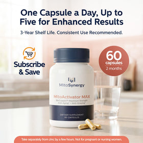MitoSynergy Cuivre Bioactif 2mg capsules sur un fond blanc