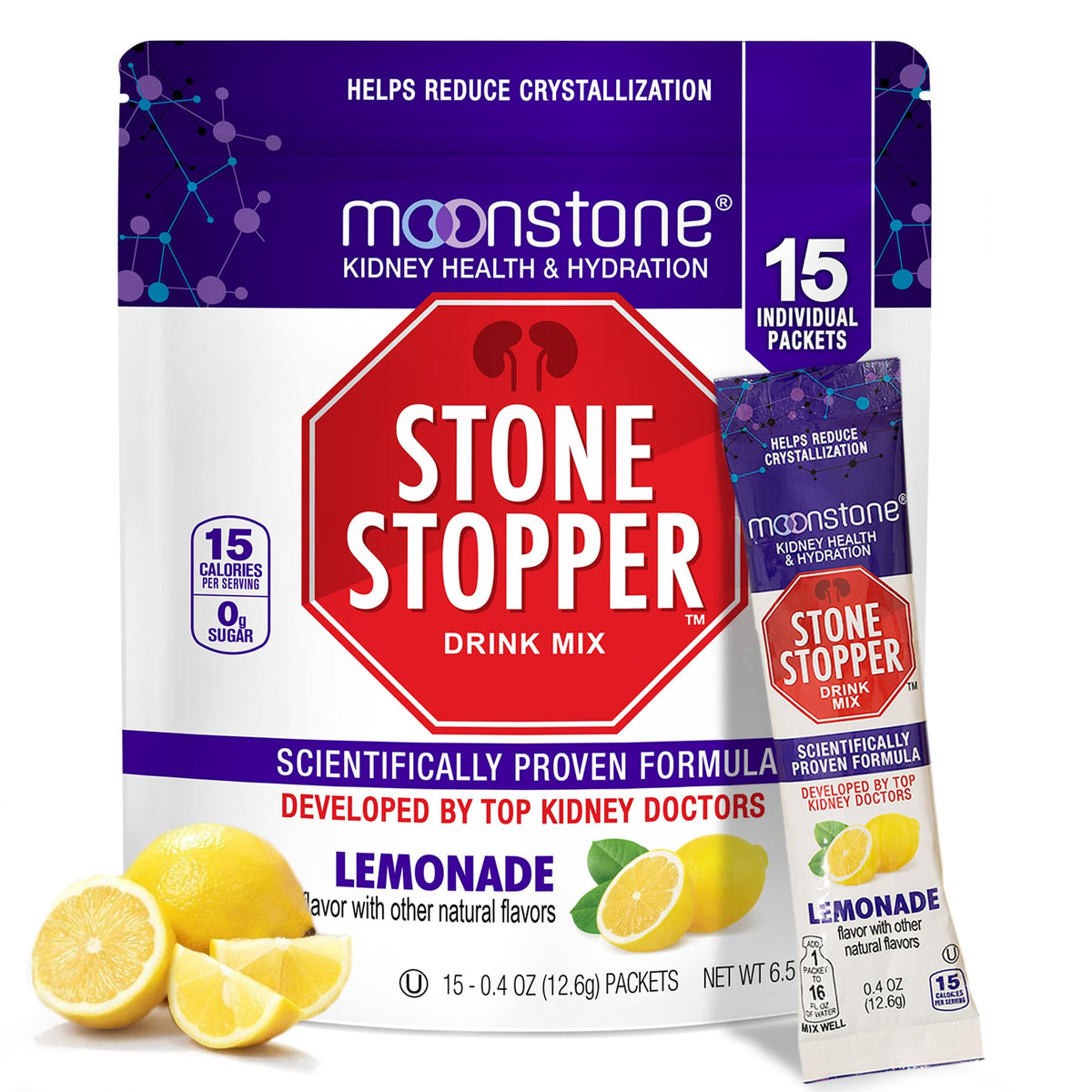 Mix de boisson Moonstone au citron vue avant avec emballage