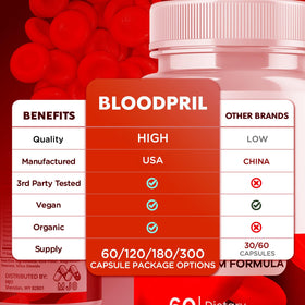 MJO BloodPril Capsules 300 Capsules en main sur un fond neutre