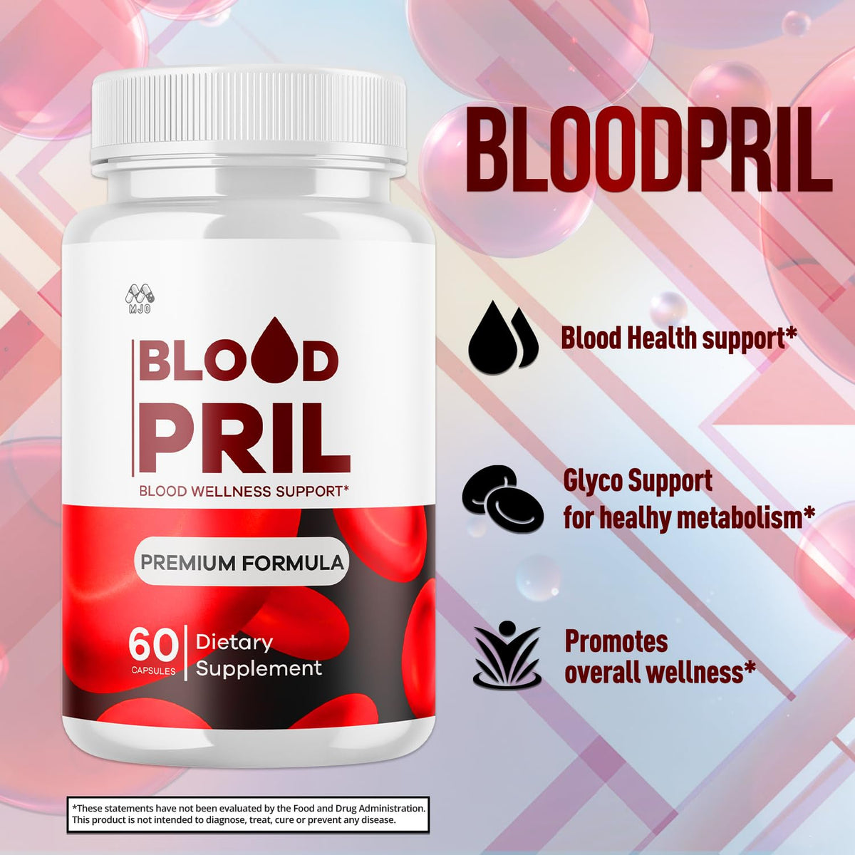 MJO BloodPril Capsules flacon ouvert montrant les capsules à l'intérieur