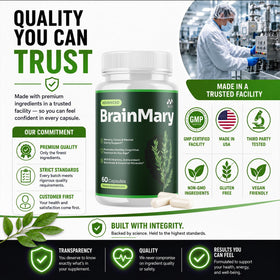 MJO BrainMary Capsules avec une main tenant le flacon