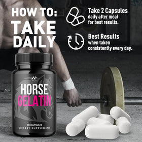 MJO Capsules de Gélatine de Cheval 180 capsules sur un fond neutre
