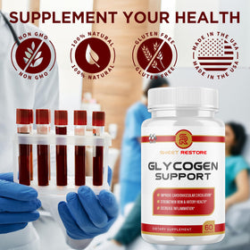 MJO Capsules de soutien au glycogène avec main tenant le flacon